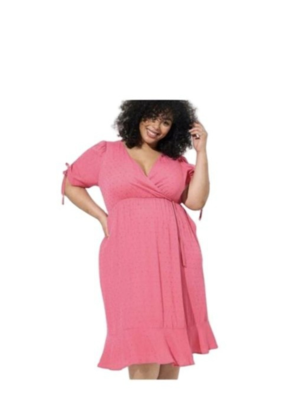 Torrid barbiecore Pink Swiss Dot faux Wrap Dress Plus Size 2X ballerinacore